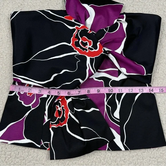 Trina Turk Lacquer Twist Bow Strapless Top Orchid Black - Picture 5 of 9